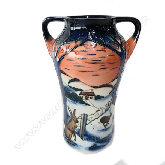 A Moorcroft two handled vase, Hardington Moor pattern, designed by Emma Bossons, c.2007,